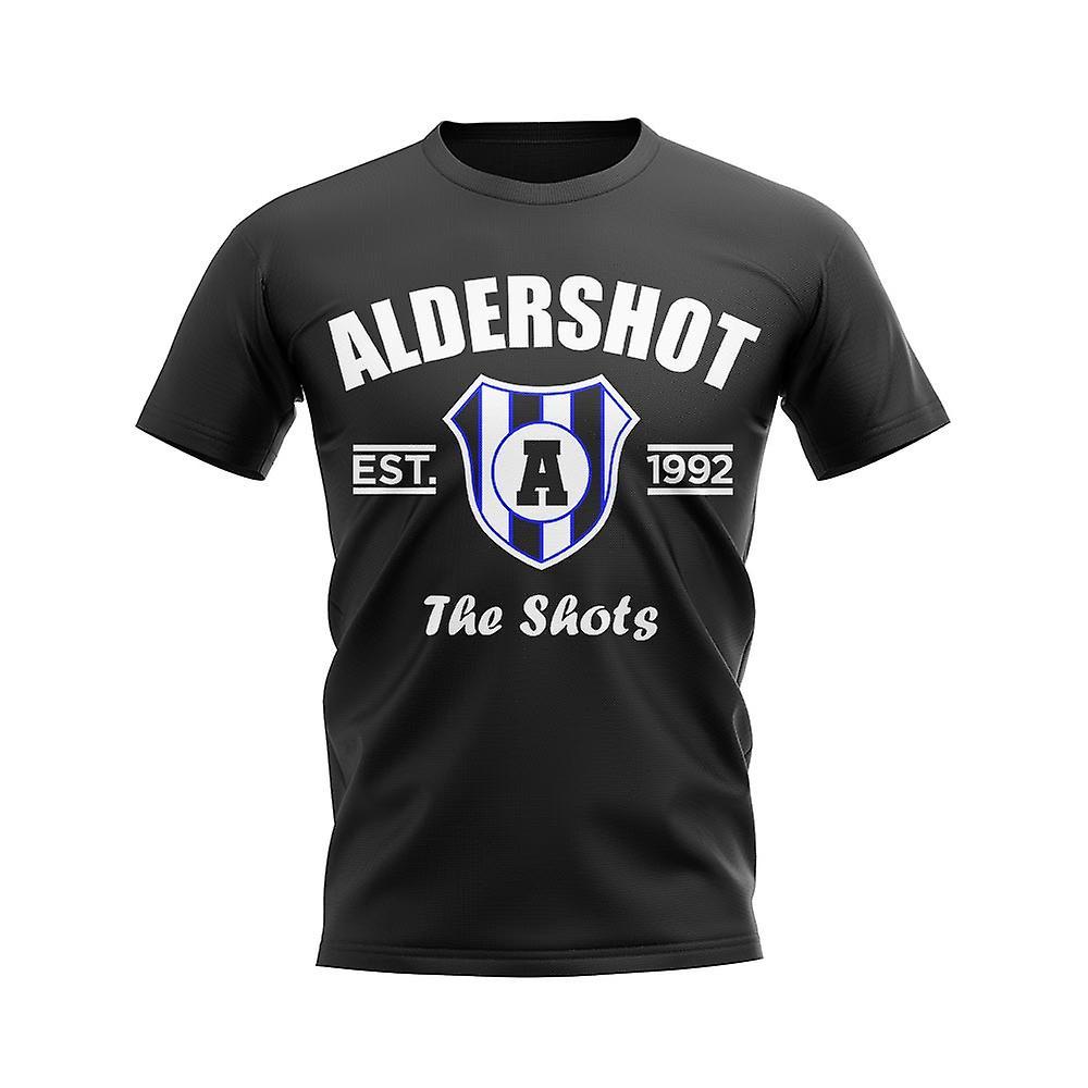 UKSoccerShop Aldershot Established Football T-Shirt (Black) Womens XS (Size 8 - 30 inch Chest)