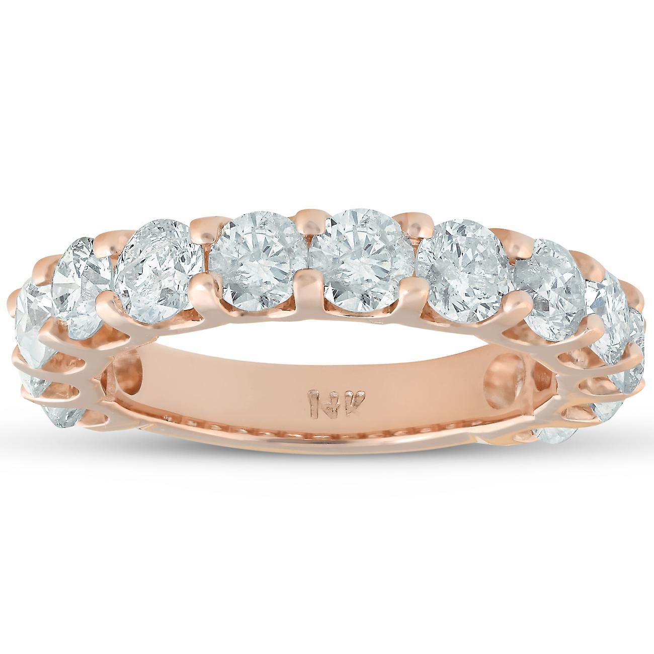 Pompeii3 2 1/2ct Diamond U Prong Wedding Ring 14k Rose Gold Anniversary Band 8.5