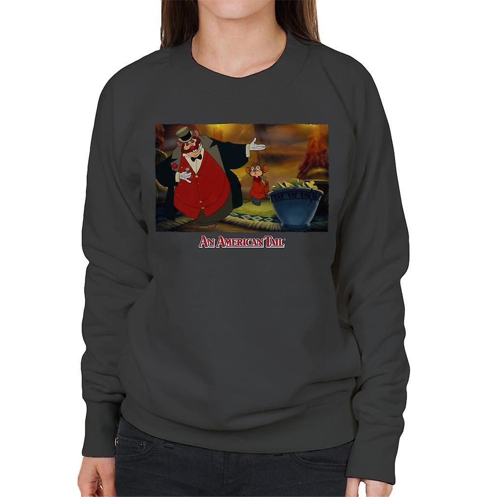 An American Tail Honest John And Fieval Eating Cheese Women's Sweatshirt Charcoal Medium