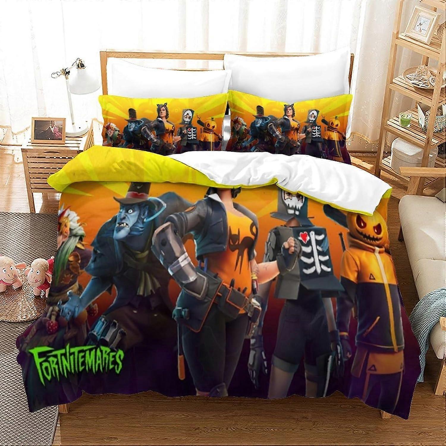 Kerota Fortnite Duvet Cover 3 Pcs Quilt Cover Shooting Game Bedding Sheet Bedding Set 3D Digital Printing Bed Linen Gift for Kids Single135x200cm