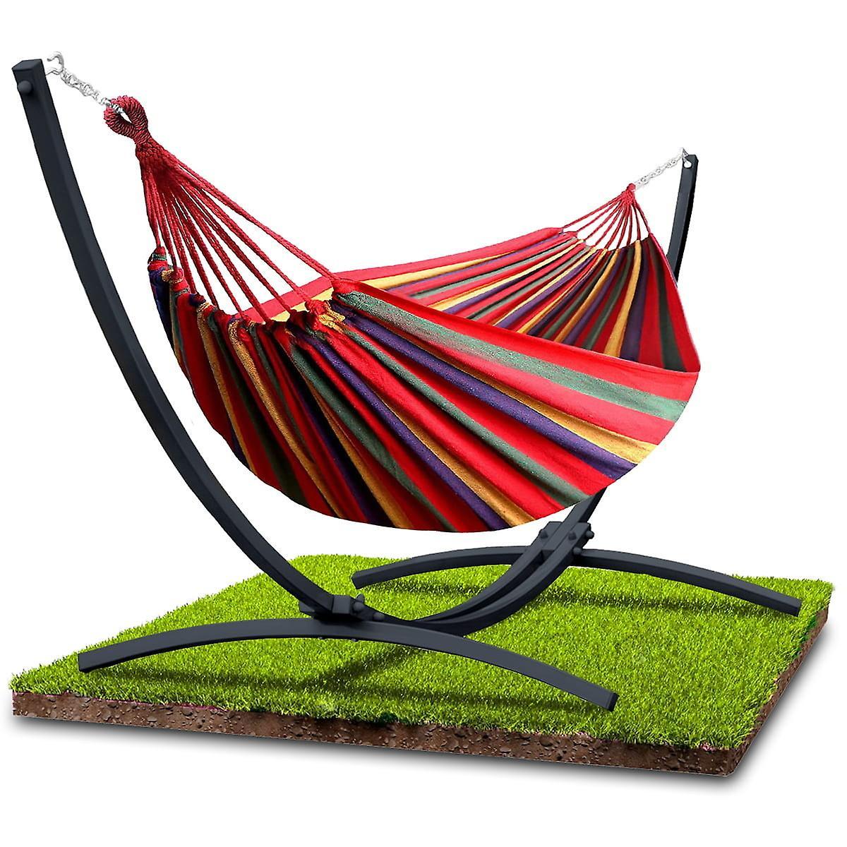 Viking Choice Hammock with stand - steel - 2 persons - up to 220 kg - red Red/Green/Yellow Hangmat met standaard, montage