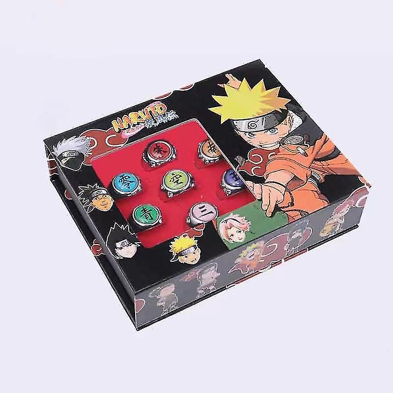 Skwtlv Naruto Anime Cosplay Ring Set Akatsuki Itachi Rings Women Men Metal Finger Jewelry Accessories Best Friend Kids Birthday Gifts. 10PCS silver...