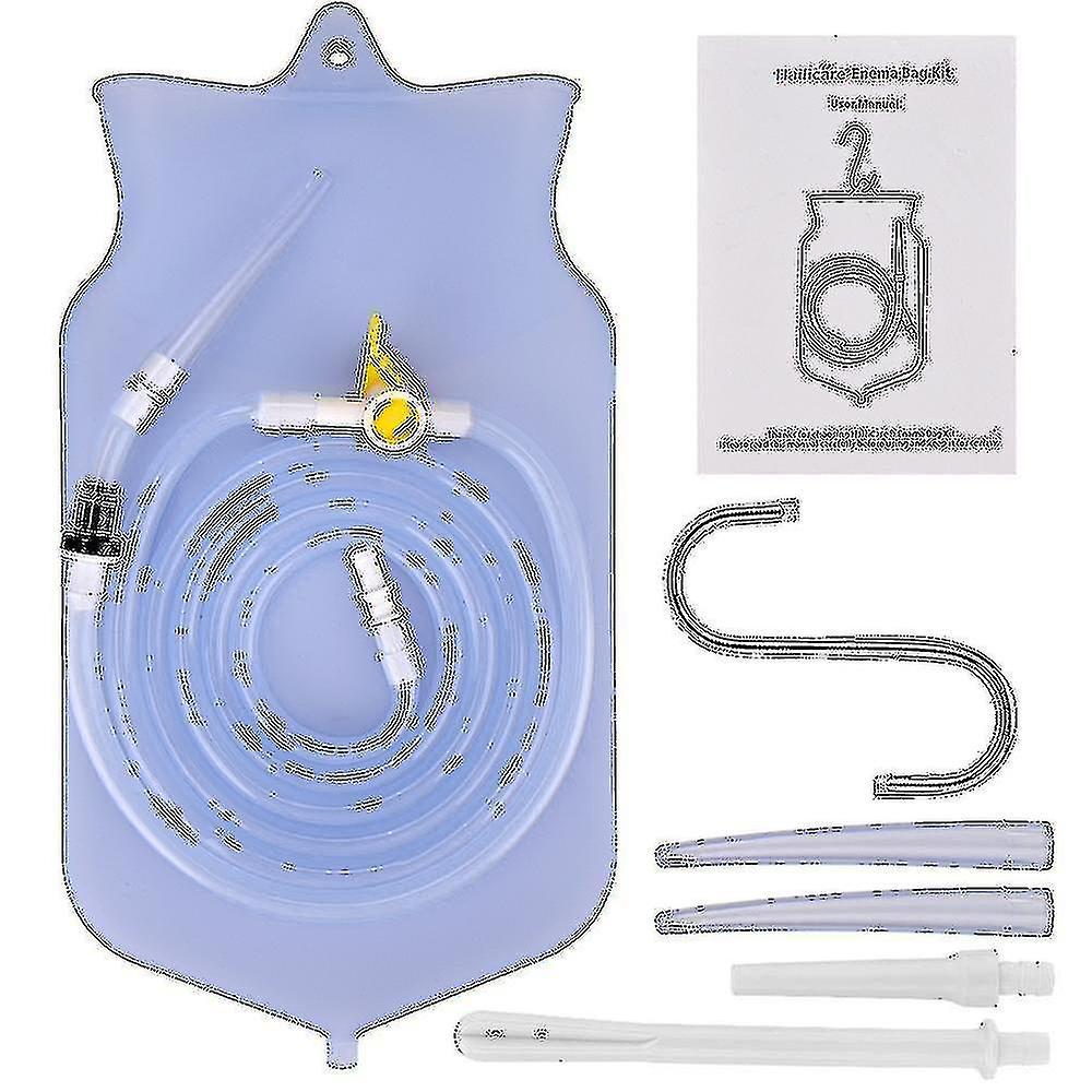 Cryin 2l Nontoxic Enema Bucket Kit For Colon Cleaning, Medical Grade Silicone Tube Detox Enema Kit With 4 Nozzles