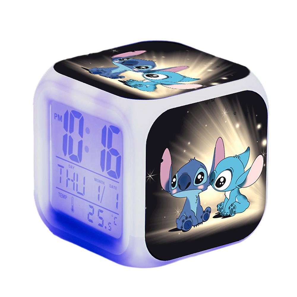 Mylight Lilo & Stitch Digital Alarm Clock 7 Color Changing Night Light Bedside Clock D