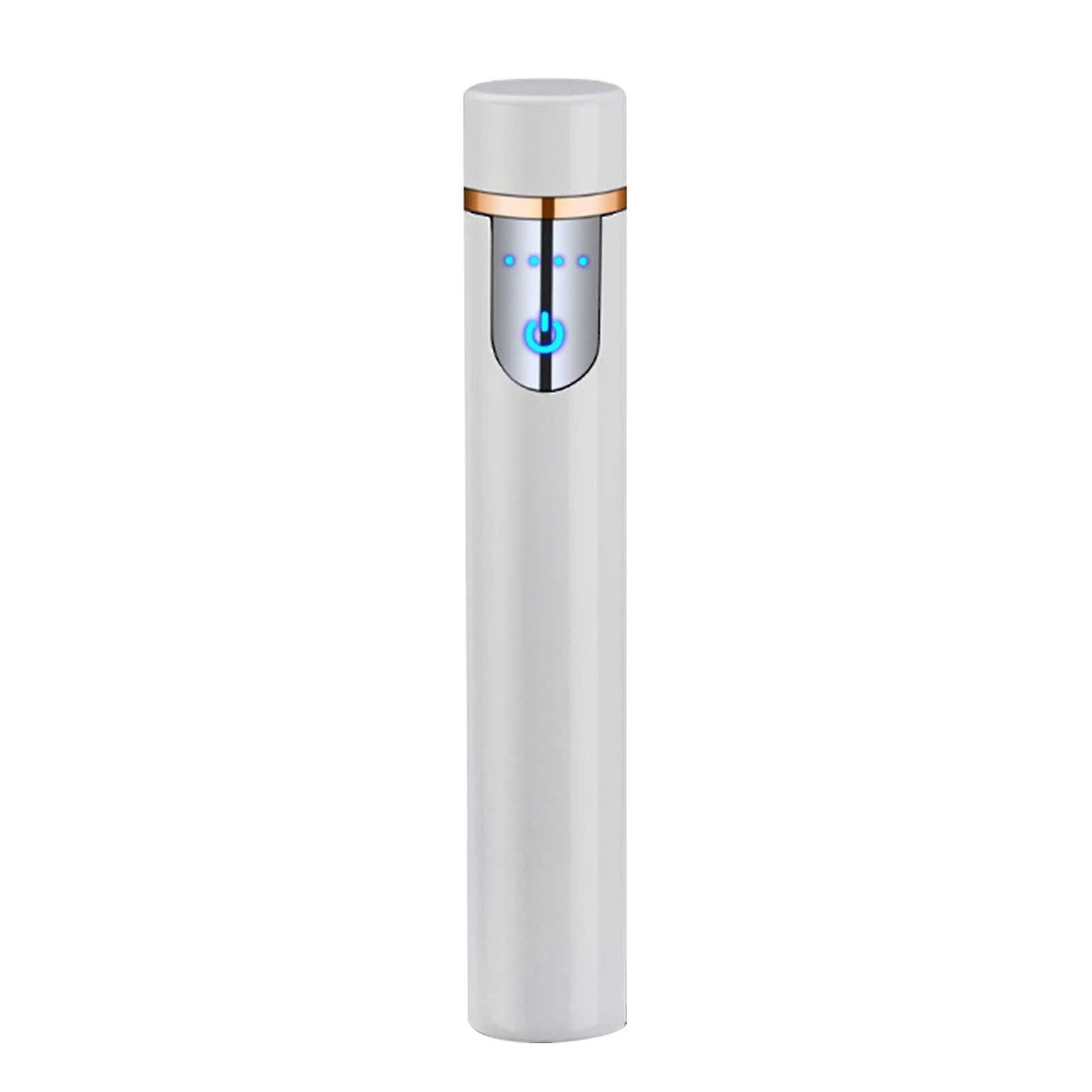 Taishh Electronic Rechargeable Lighter, Electric Lighter, Type-c Rechargeable Lighter Outdoor Windproof Cylindrical Fingerprint Sensing Lighter White