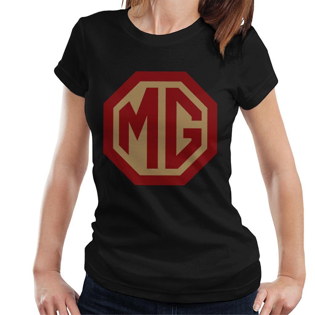 MG Red And Gold Logo British Motor Heritage Women's T-Shirt Black Medium