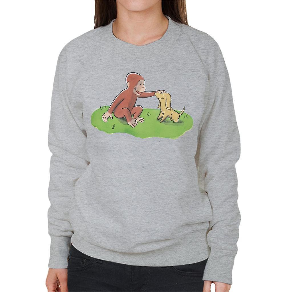 Curious George Stroking Dog Women's Sweatshirt Heather Grey XX-Large