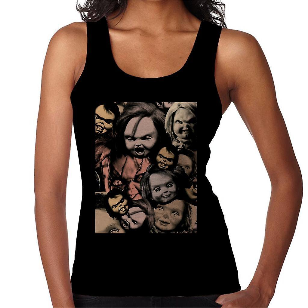 Chucky Scary Face Montage Women's Vest Black Small