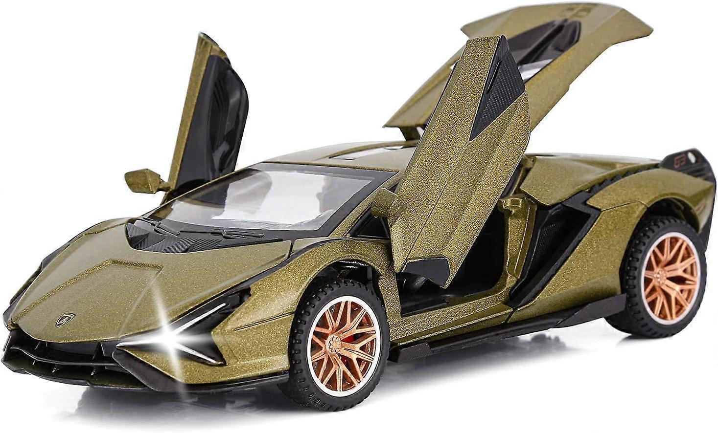 Heyone Toy Car Lambo Sian FKP3 Metal Model Car with Lights and SoundBack Toy Car for Boys 3+ (Army Green)