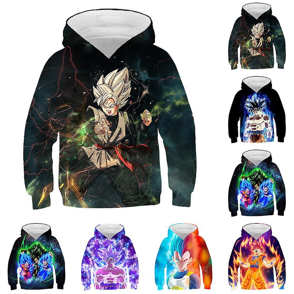 Waytogo Kids Boys Girls Dragon Ball Hoodie Sports Long Sleeve Sweatshirts Hooded Pullover Tops For 5-10 Years D 5-6 Years