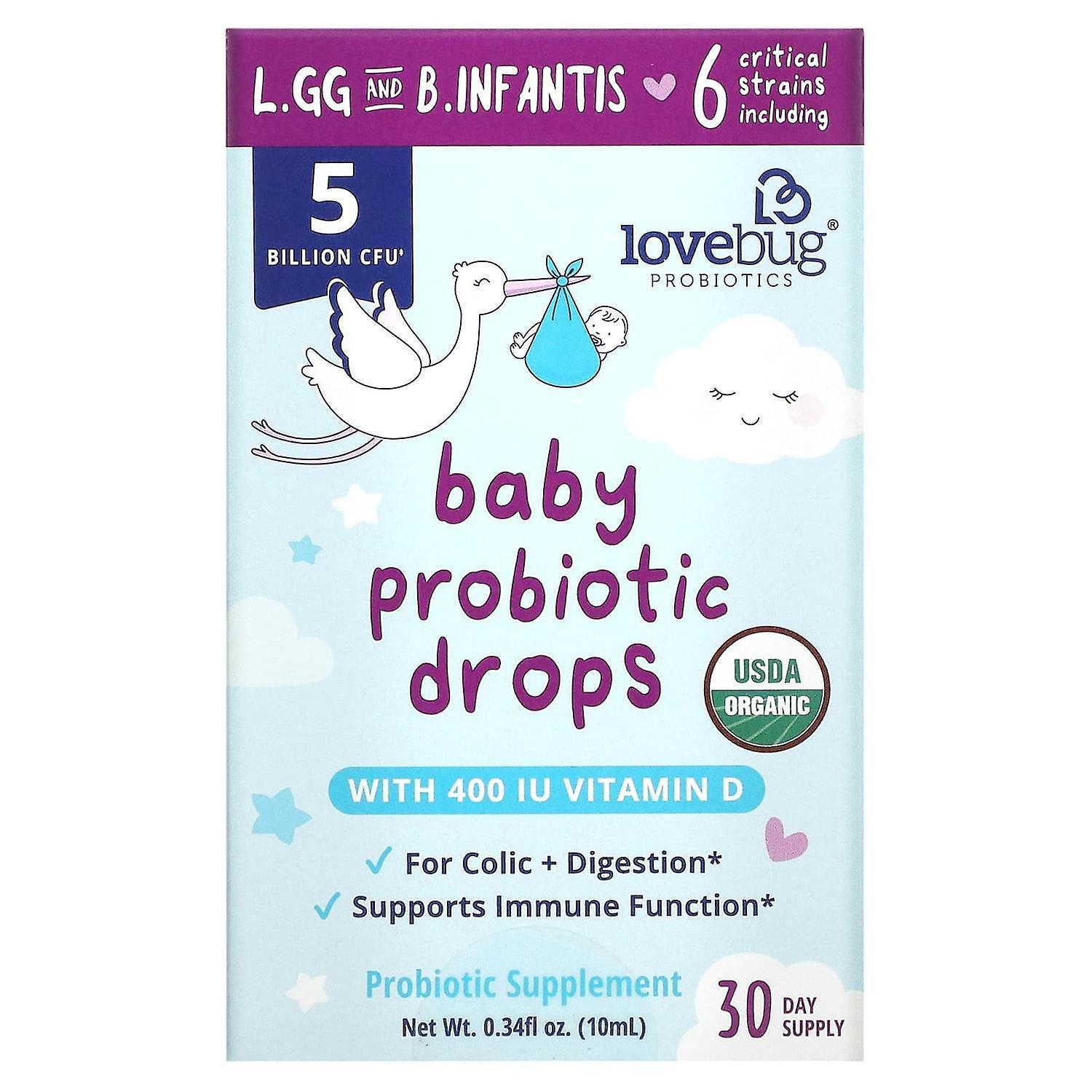 LoveBug Probiotics, Baby Probiotic Drops, 5 Billion CFU, 0.34 fl oz (10 ml)