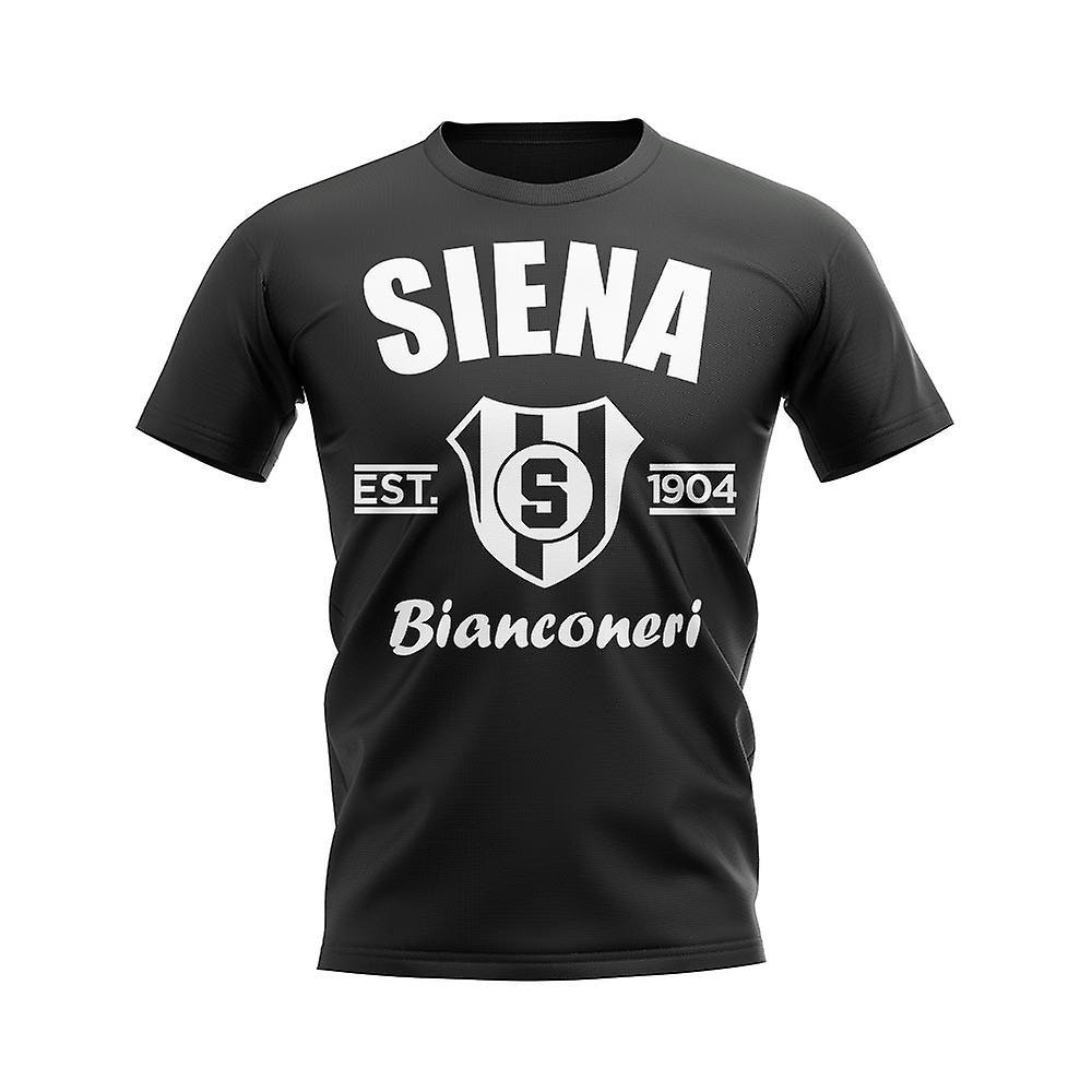 UKSoccerShop Siena Established Football T-Shirt (Black) LB (9-11 Years)