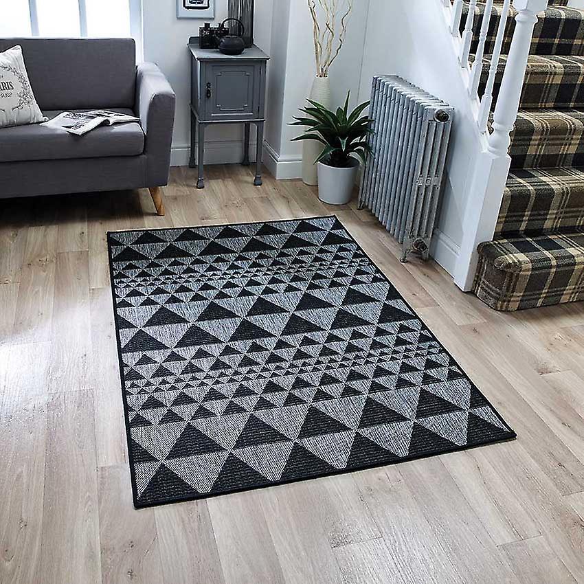 Rugs Direct Online Ltd Moda Flatweave Prism Black  Rectangle Rugs Plain/Nearly Plain Rugs 60.00 x 110.00cm