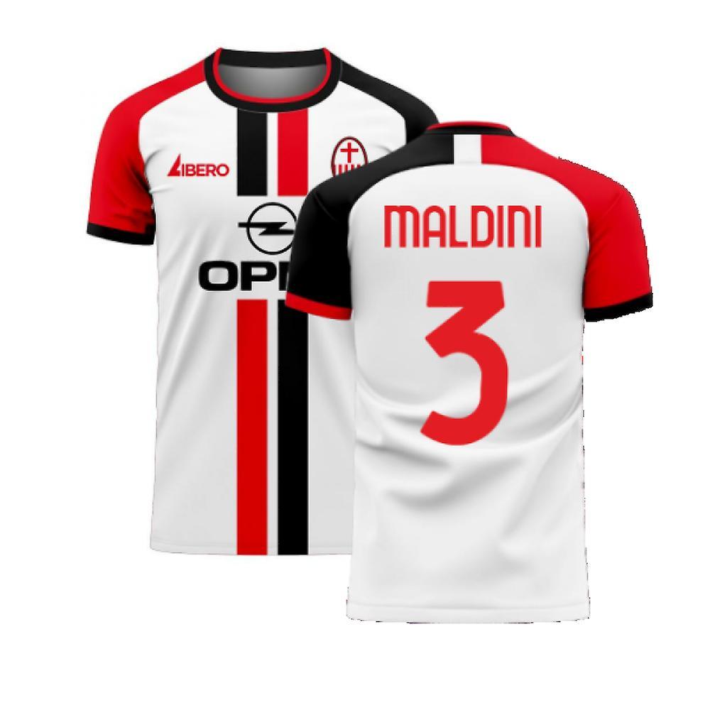 Libero Sportswear Milan 2024-2025 Away Concept Football Kit (Libero) (MALDINI 3) White XSB 3/4yrs (98-104cm)