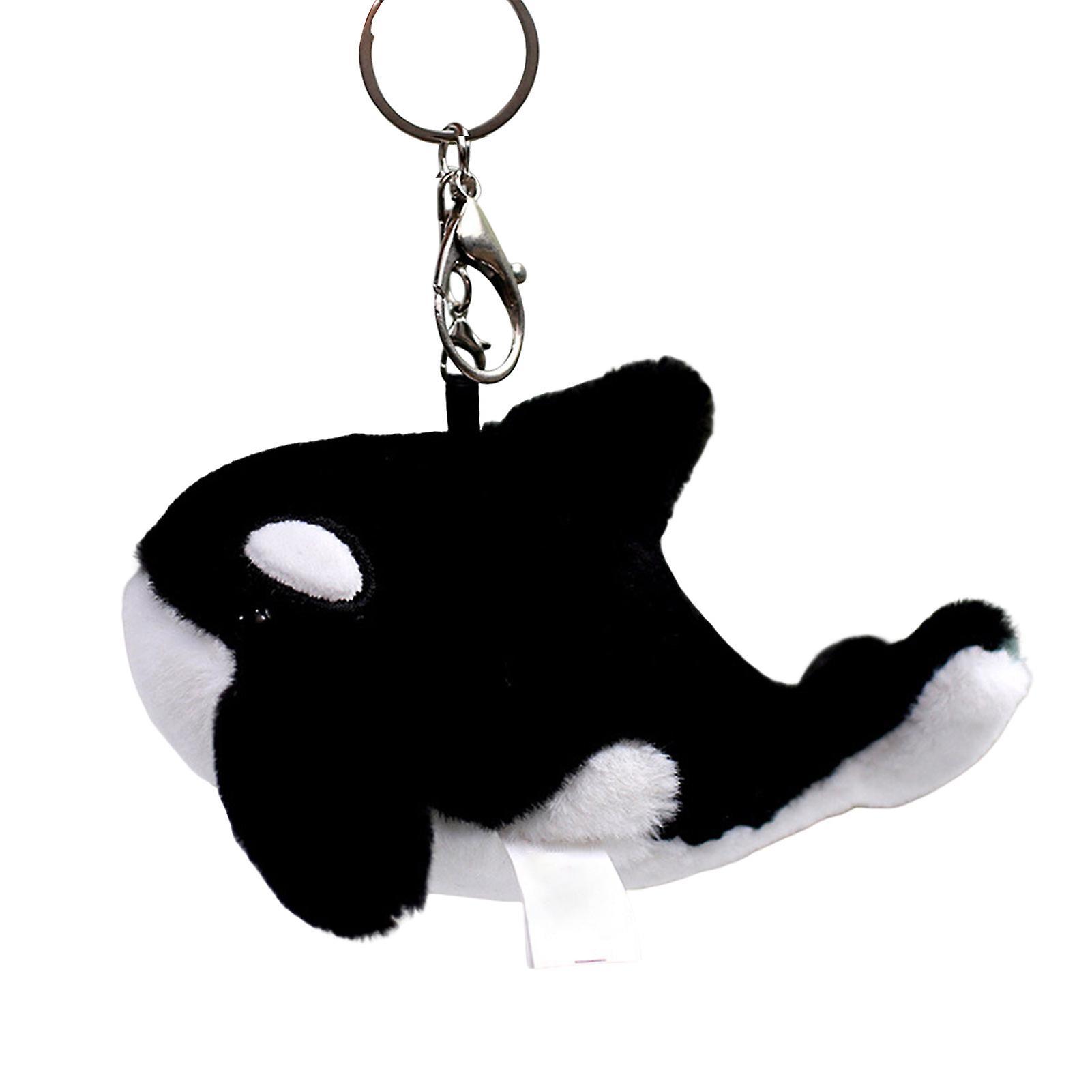 Hislaves Whale Plush Keychain Cute Cartoon Sea Animal Plush Ornament Mini Stuffed Animal Plush Doll Key Ringation Girl Couple Gift Black