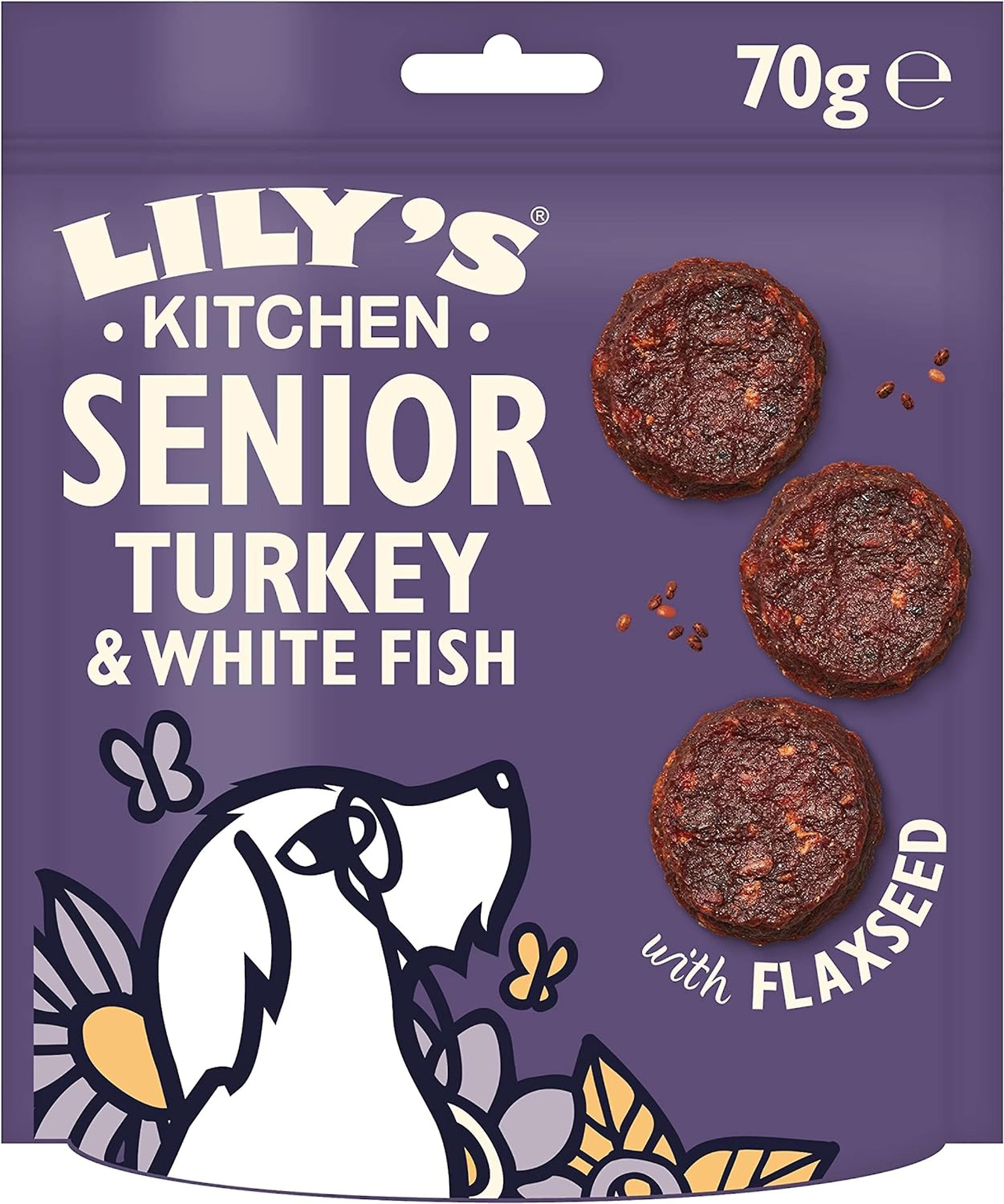 Lilys Kitchen Dog Turkey and Whitefish Senior Dog Treats 8 x 70g