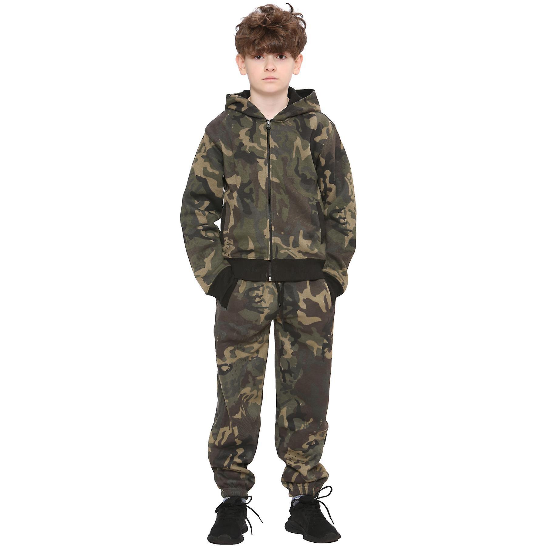 A2Z 4 Kids Unisex Camouflage Print Tracksuit Green 5-6 Years