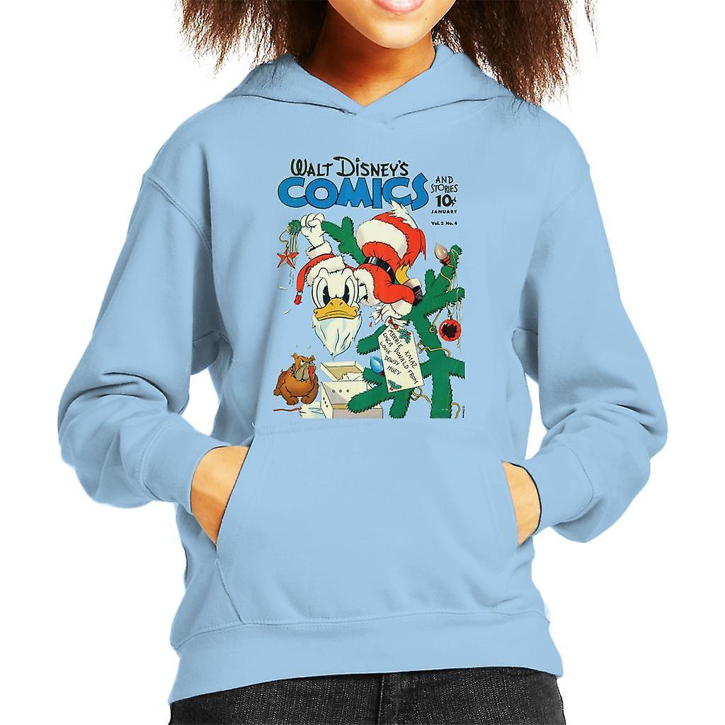 Disney Christmas Donald Duck As Santa Kid's Hooded Sweatshirt Sky Blue X-Small (3-4 yrs)