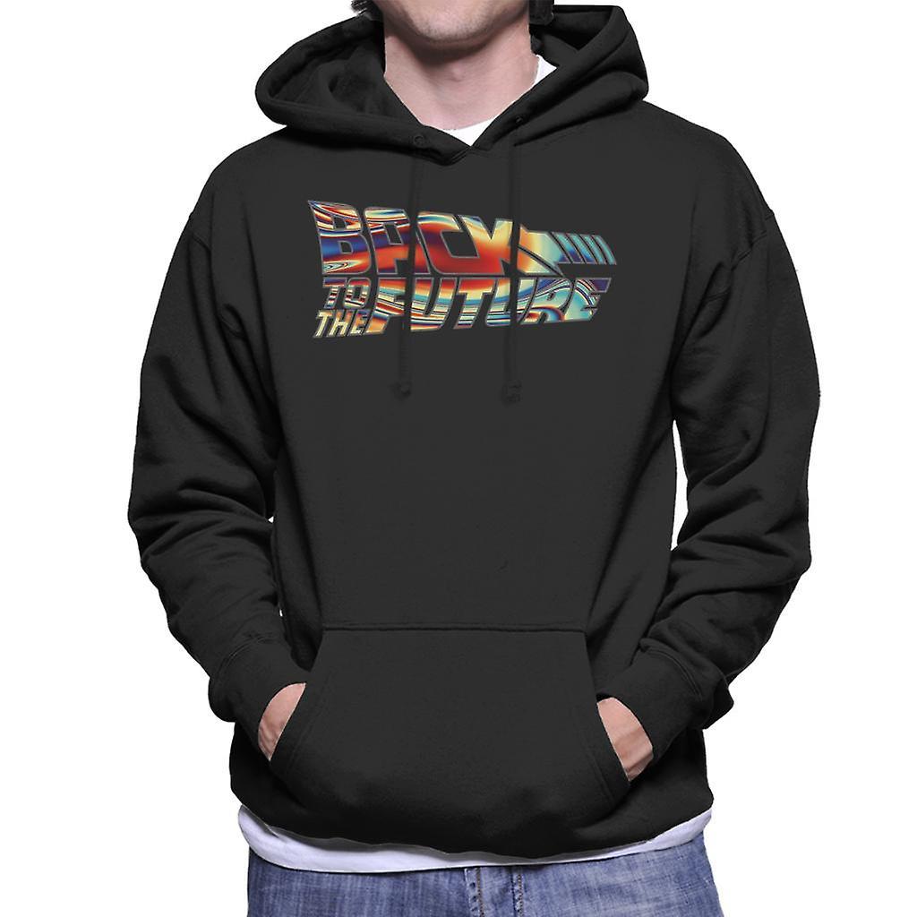 Back to the Future Psychedelic Logo Men's Hooded Sweatshirt Black XX-Large