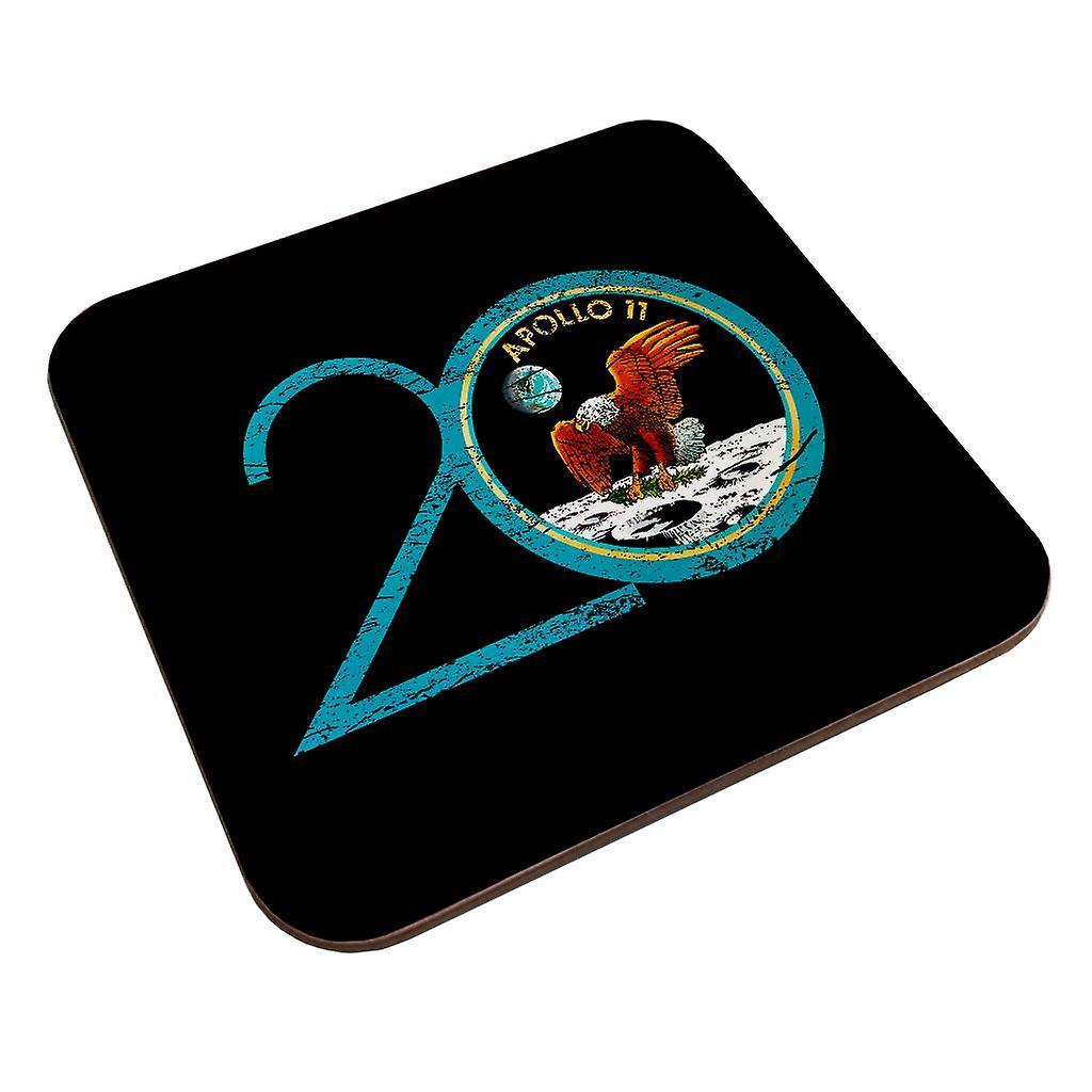 NASA Apollo 11 20th Anniversary Badge Distressed Coaster Black 9 x 9 cm