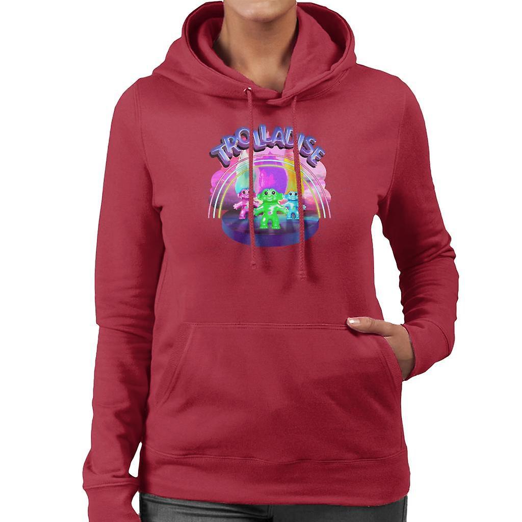 Trolls In Trolladise Women's Hooded Sweatshirt Cherry Red X-Large