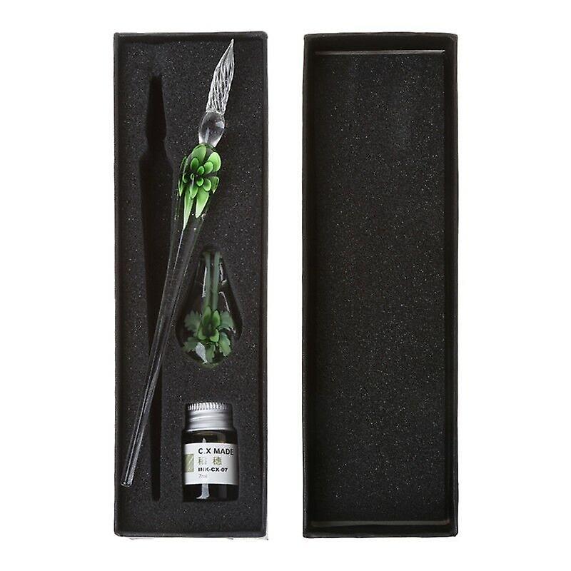 unbrand Glass Calligraphy Pen Crystal Glass Dip Ink Pen Set Non-Carbon Ink Signature Pens Writing Tools 3pcs D