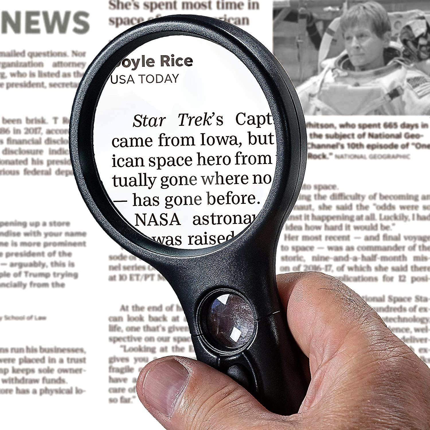 Sucova Heavy-duty Magnifying Glass With Light | 3x & 45x Magnification | Scratch-proof Lens | Handheld | Lightweight | For Seniors With Macular Deg...