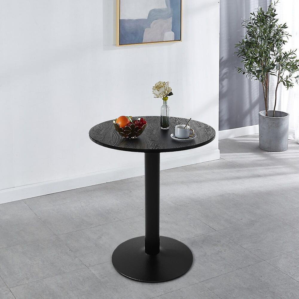 Living And Home Black Round Cafe Table with Metal Base