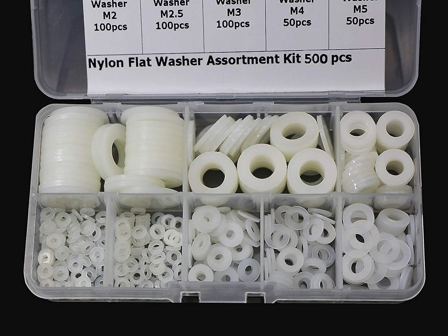 Mintian Plastic Washers Nylon Spacer M2 M2.5 M3 M4 M5 M6 M8 M10 Washer for Mechanics 500 Pcs