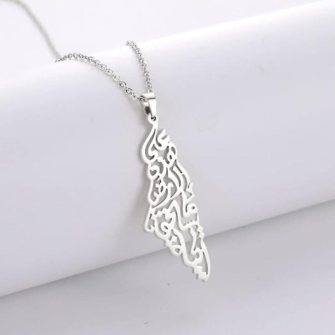 Hiprock Necklace - Palestine map (On this earth what is worth living) Silver