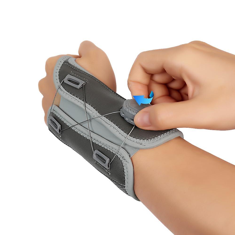 Frusde Wrist Brace For Carpal Tunnel, Adjustable Wrist Brace, Closure Knob Hand Brace Night Support For Tendonitis Arthritis Sprains Grey Left hand