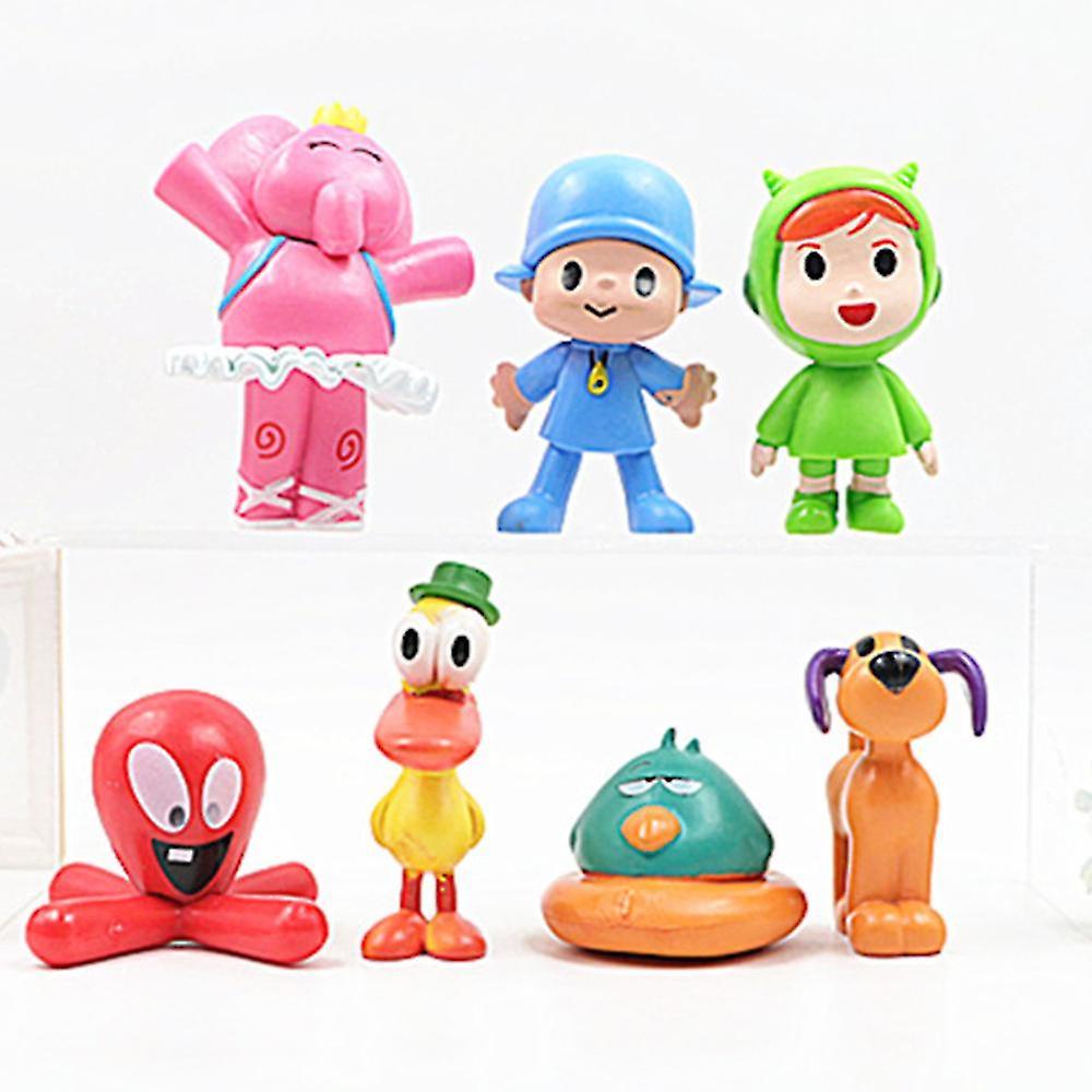 Aswei 7 Pcs/set Pocoyo Toys Mini Pocoyo Figures Toys, Colletible Model Doll Table Ornaments Decoration Toy Kids Gifts