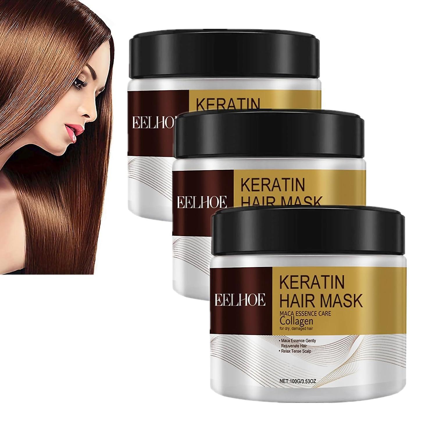 Fongwan Collagen Hair Treatment Cream, Keratin Repair Deep Conditioning Hair Mask for Dry Damaged Hair Hydrating Argan Oil Collagen Hair Mask 3pcs ...