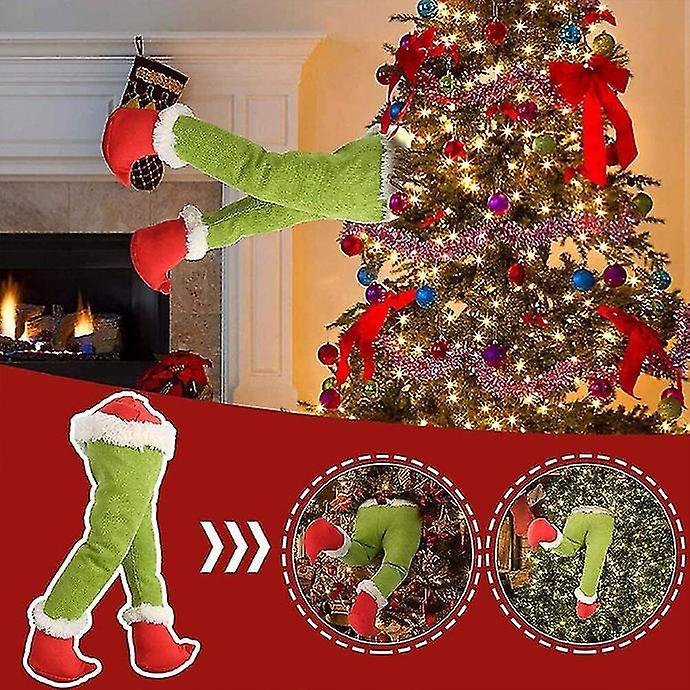 Hcankcan Christmas Party The Grinch Stole Legs Plush Doll Xmas Tree Door Decoration Ornaments