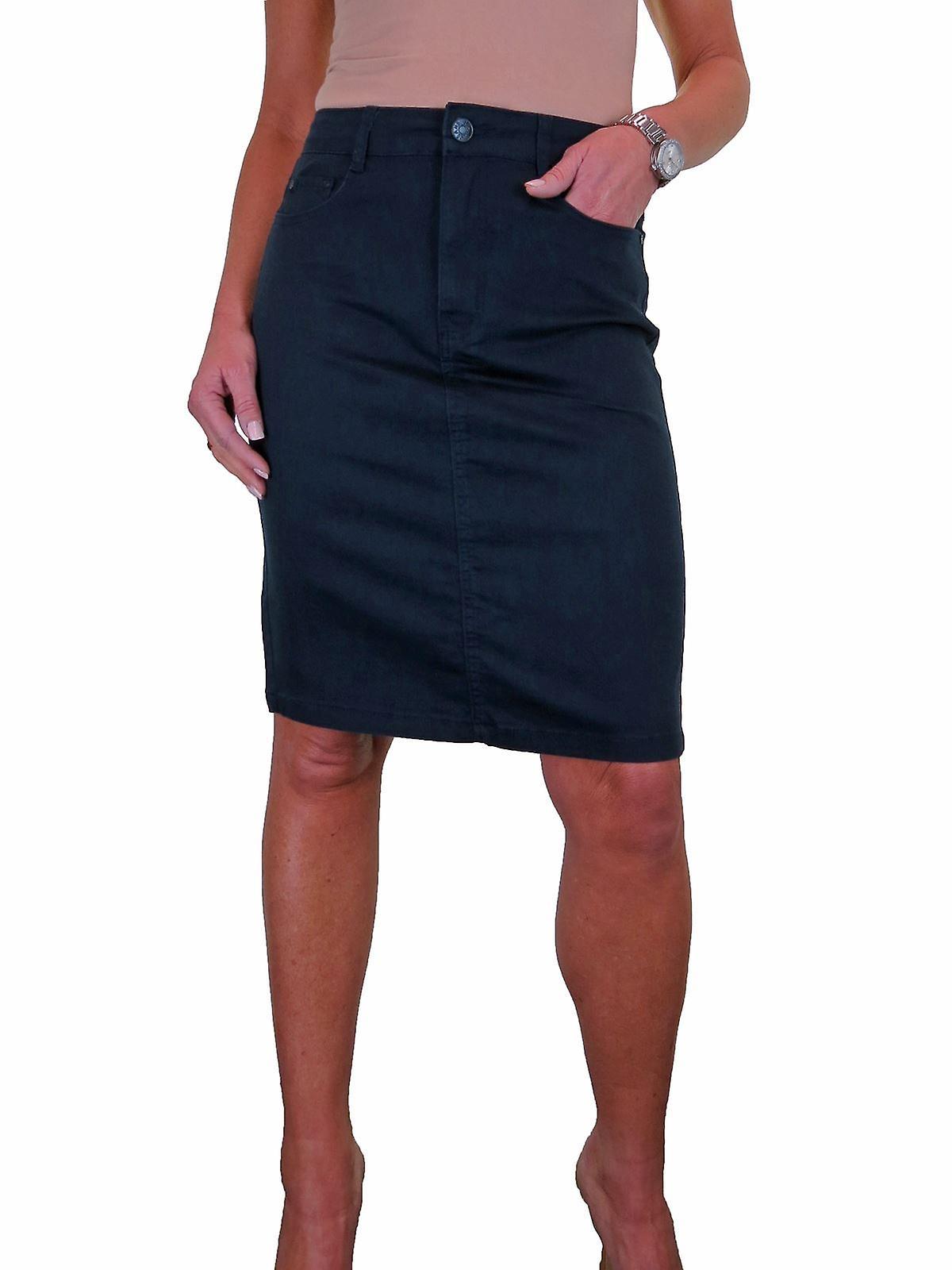 Stretch Chino Knee Length Pencil Skirt