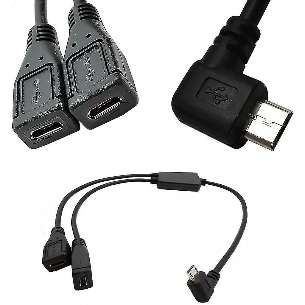 Cryin Micro Usb 5 Pin Y Splitter Cable, Left Right Angle, Charger, Data Cord B