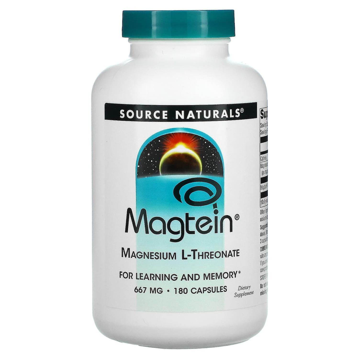 Source Naturals, Magtein, Magnesium L-Threonate, 667 mg, 180 Capsules