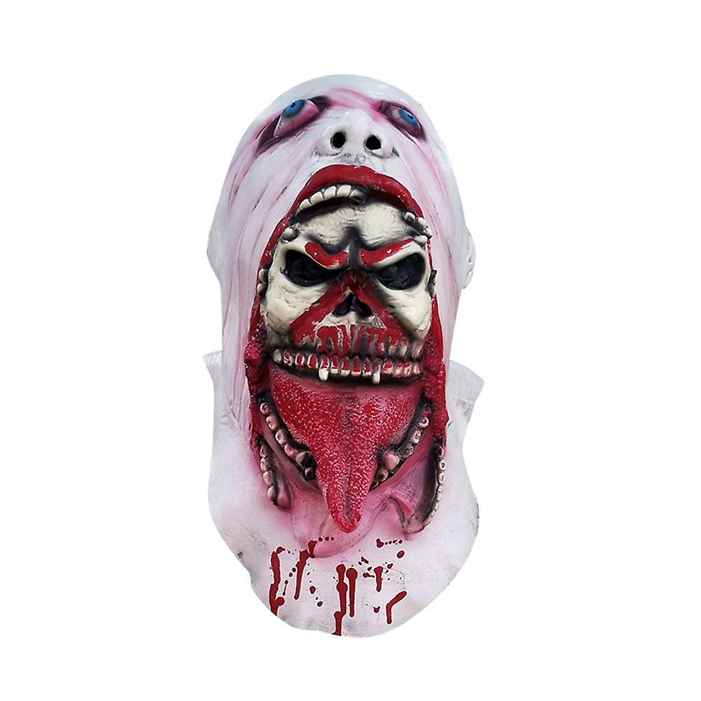 Biplut Melting Face Latex Adult Bloody Zombie Mask Halloween Scary Cosplay Prop Costume White