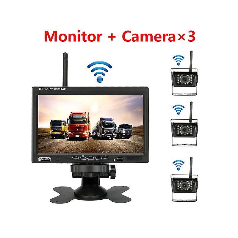 Heedy Vehicle Wireless Reverse Camera 7 Inch Lcd Monitor For Trucks Bus Rv Trailer Excavator Car Monitor 12v-24v Rear View Camera With Three Camera