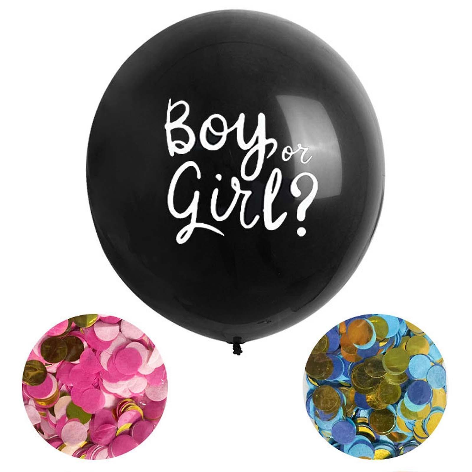 Gaoguang Gender Reveal Kit, 36in Black Balloons With Heart Shaped Paper Confetti For Baby Gender Reveal Party I A