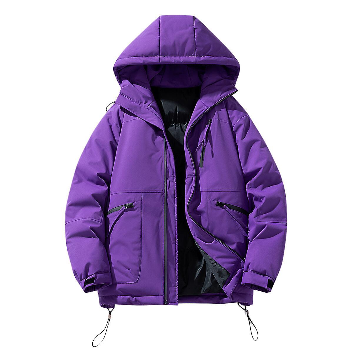 Youthup Mens Hooded Padded Down Jacket Purple XL