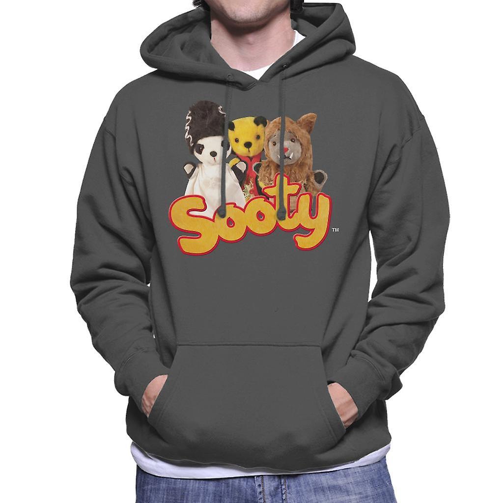 Sooty Halloween Spooky Trio Men's Hooded Sweatshirt Charcoal XX-Large