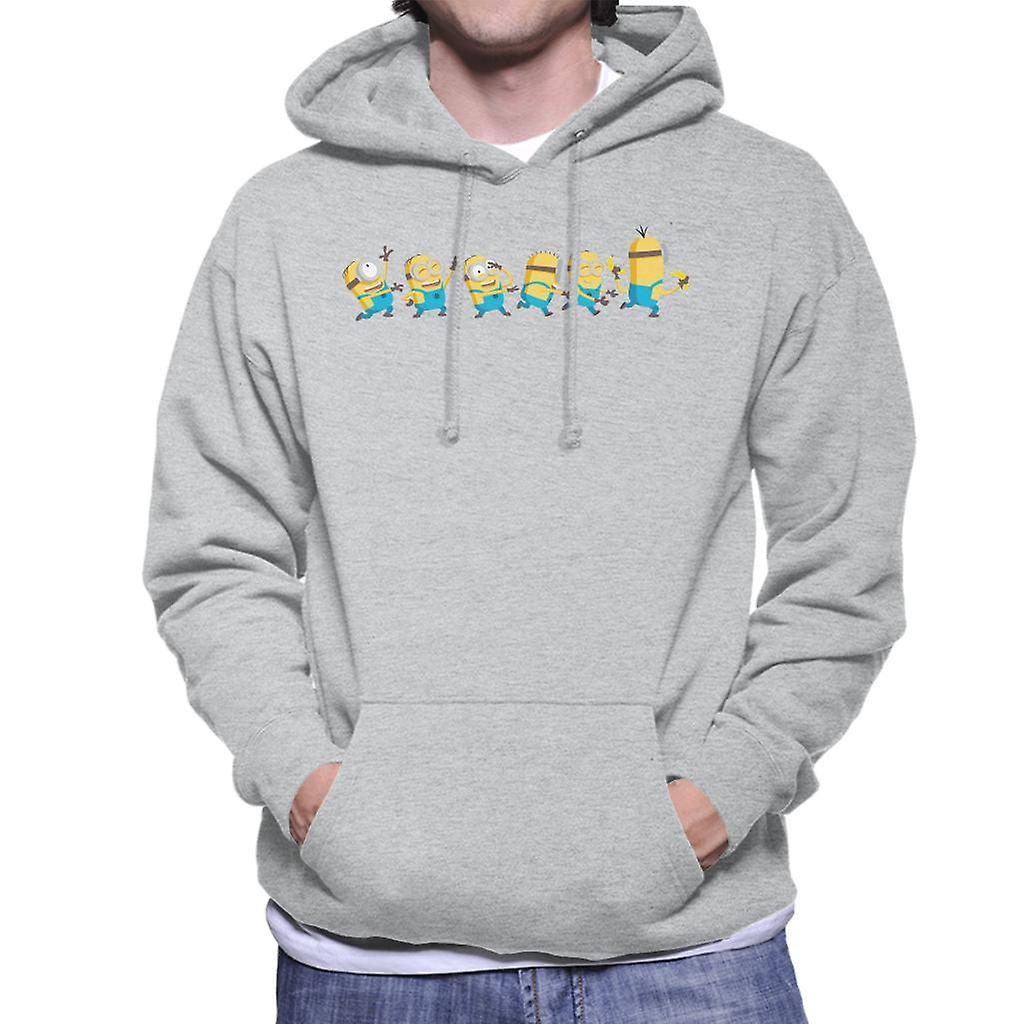 Despicable Me Minions Celebration Line Men's Hooded Sweatshirt Heather Grey Medium