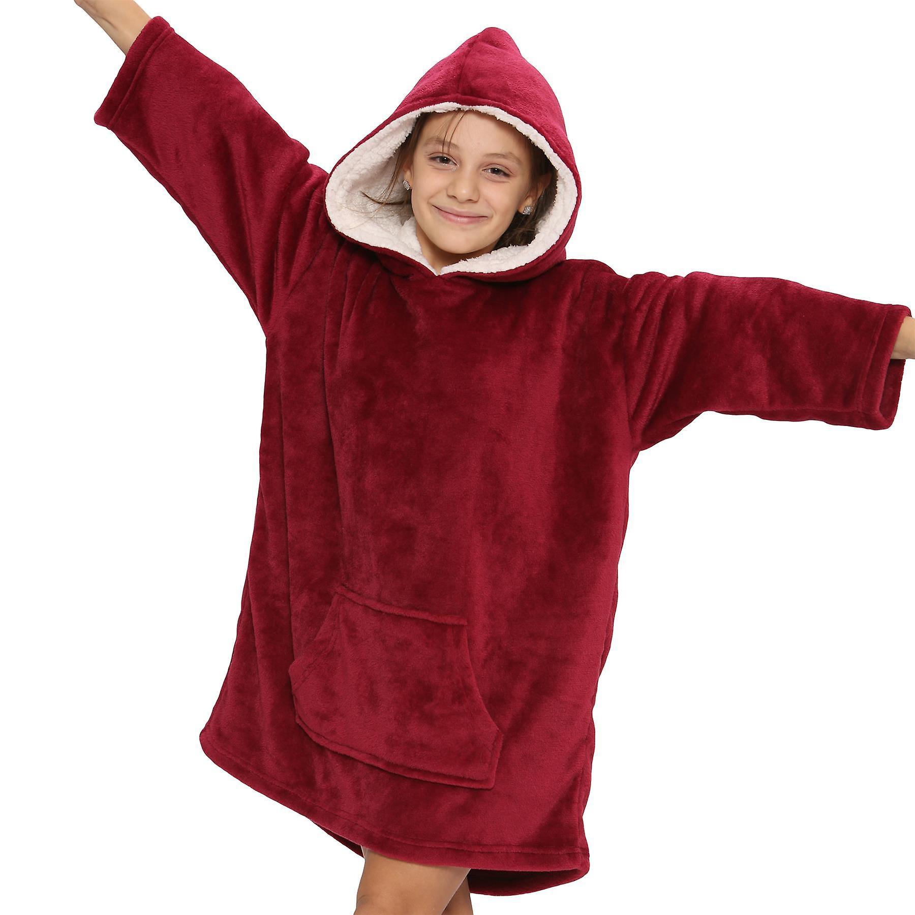 A2Z 4 Kids Kids Unisex Oversized Hoodie Snuggle Soft Warm Fleece Blanket Red One Size