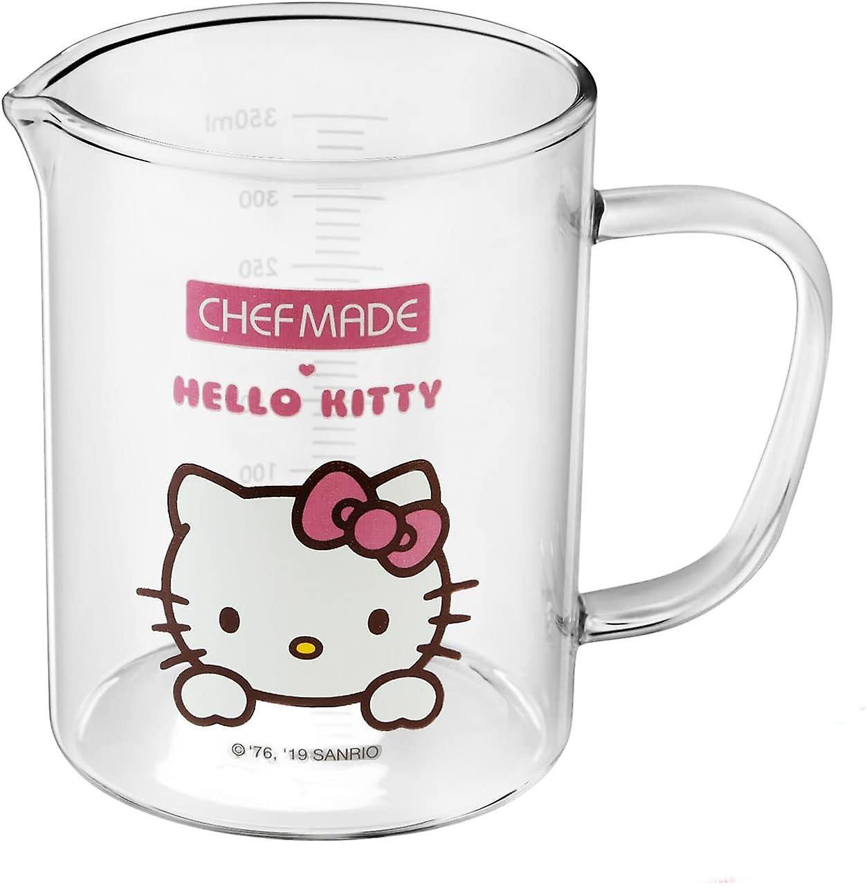 Unbrand Hello Kitty Glass Measuring Cup,1 2/5-Cup with Pour Spout and Graduated Liquid Measure Container