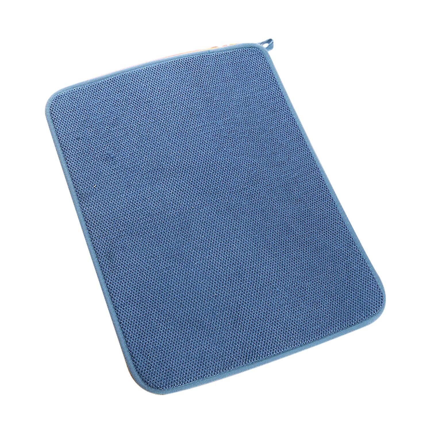 ZHOUBA Dish Drying Mat Super Absorbent Large Size Home Cup Drain Mat Table Placemat for Kitchen Blue