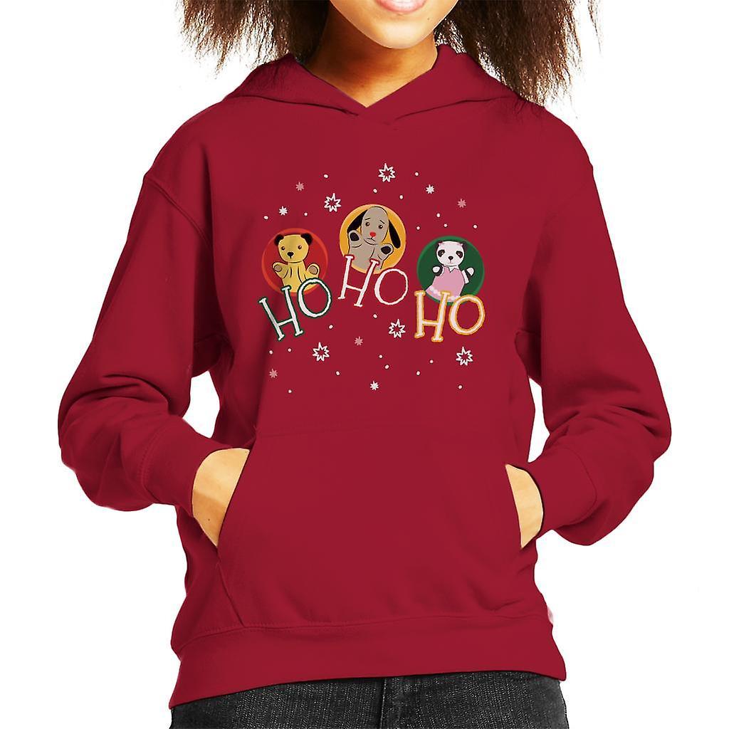 Sooty Christmas Ho Ho Ho Kid's Hooded Sweatshirt Cherry Red X-Small (3-4 yrs)