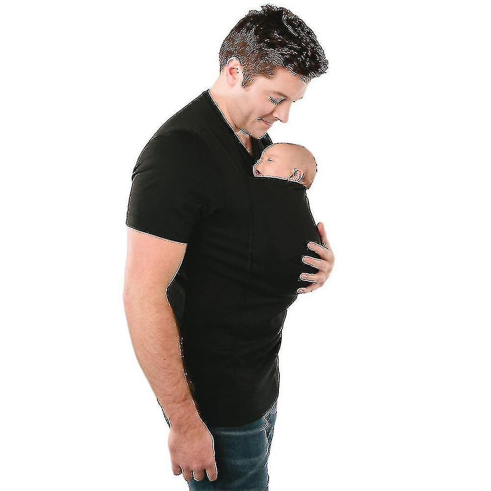 Joyy Men's Kangaroo Dad T-shirts Baby Carrier T-shirt M Black