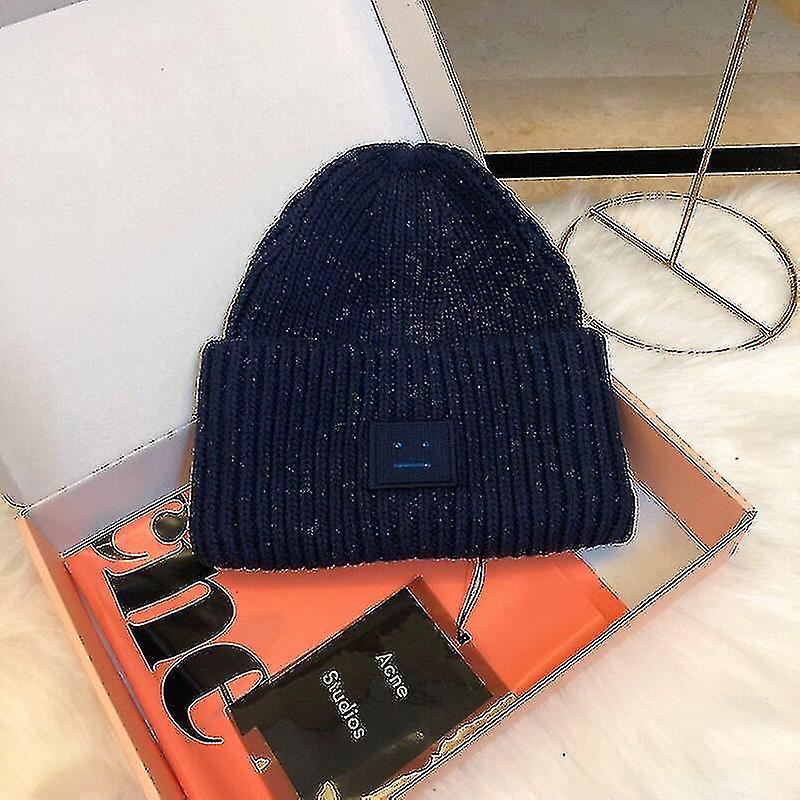 Dstlv 2022 Acne Studios Men's And Women's Winter Hats Face Patch Knit Beanie Wools Smile Matching Hat Multicolor Thermal Beanies