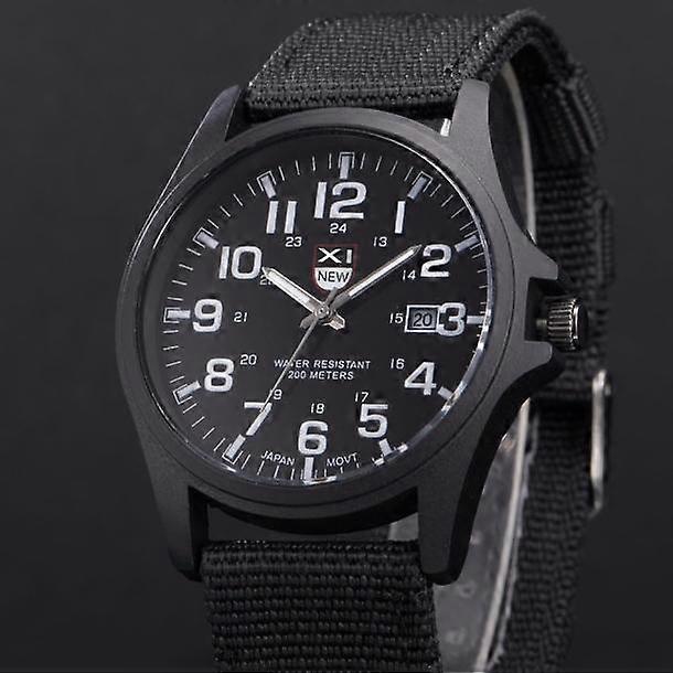 Flye Mens Date Stainless Steel Military Sports Analog Quartz Wrist Watch Black